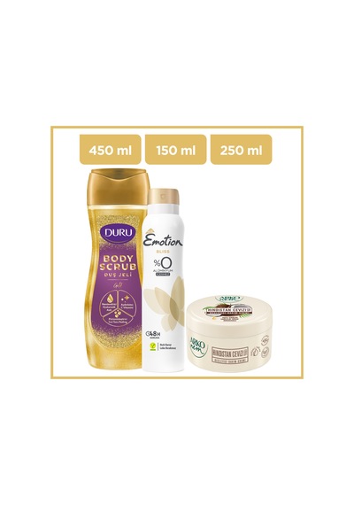 Emotion Bliss Kadın Sprey Deodorant 150 ML + Arko Hindistan Cevizi Besleyici Bakım Kremi 250 ML + Duru Duş Jeli 450 ML