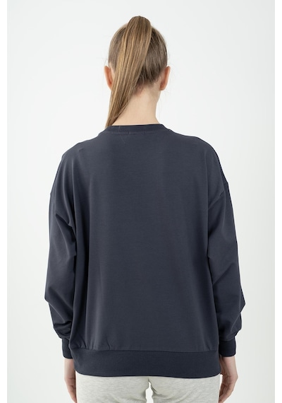 Maraton Sportswear Oversize Kadın Bisiklet Yaka Uzun Kol Basic Antrasit Sweatshirt 22169-antrasit