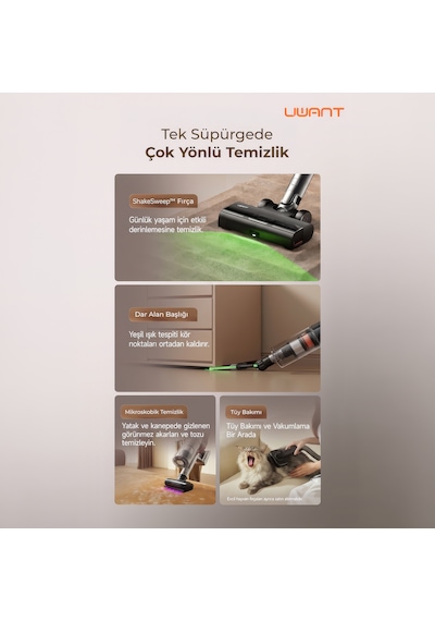 Uwant V800 40.000 Pa Şarjlı Standlı Dikey Süpürge