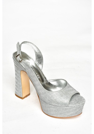 Fox Shoes S246059914 Gümüş Sim Platform Topuklu Kadın Ayakkabı Gümüş