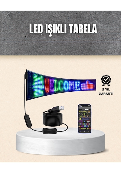 Rgb Kayar Yazılı Led Reklam Ekranı Usb Bağlantılı Esnek Tasarım Çok Renkli