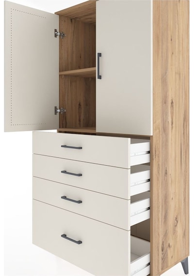 Hyperion Dolap 2 Raflı 4 Çekmeceli 2 Kapaklı 88x44x182 Antrasit-aytaşı Atlas Çam Hyperion Dolap 2 Raflı 4 Çekmeceli 2 Kapaklı 88x44x182 Antrasit-aytaşı Atlas Çam