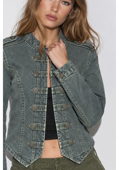 Hiccup Düğmeli Denim Ceket Gri