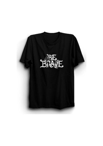 Stoned&Fame Unisex Siyah Be Brave Baskılı T-shirt SIYAH