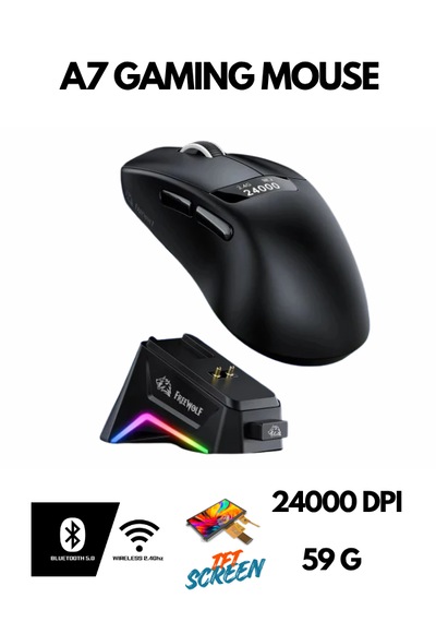 Freewolf A7 Kablosuz Dijtal Ekranlı Oyuncu Mouse Paw3311 1000 Hz 24000 Dpı -