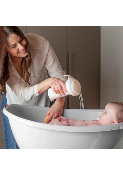 Okbaby Bebek Banyo Seti Splash Bebek Duşu K. Beyaz & Doğal Banyo Süngeri No:12 Orta