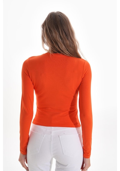 Likralı Pamuk Tişört-slim Fit -turuncu Turuncu