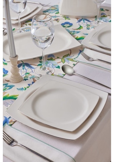 Karaca  Square Bone Talia 60 Parça 12 Kişilik Yemek Takımı Platin
