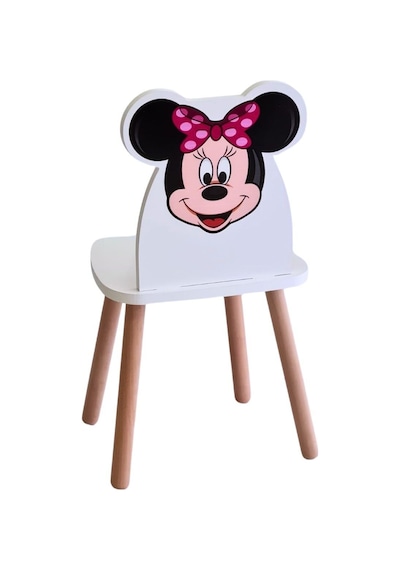 Liva Ahşap Çocuk Aktivite Çalışma Sandaliyesi 4-12 Yaş Minnie Mouse Liva Ahşap Beyaz