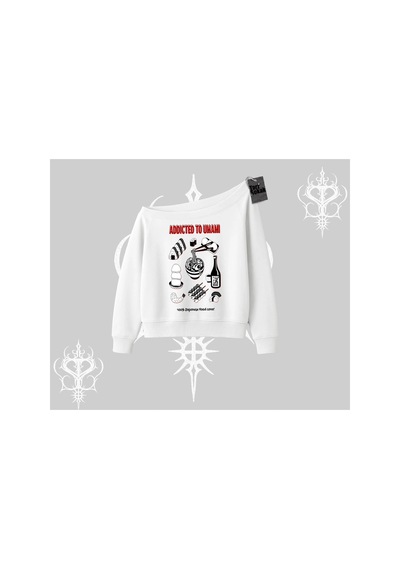 Tarzsokak Kayık Yaka Sweatshirt Japon Mutfağı Umami Temalı Baskılı Beyaz Tarzsokak Kayık Yaka Sweatshirt Japon Mutfağı Umami Temalı Baskılı Beyaz