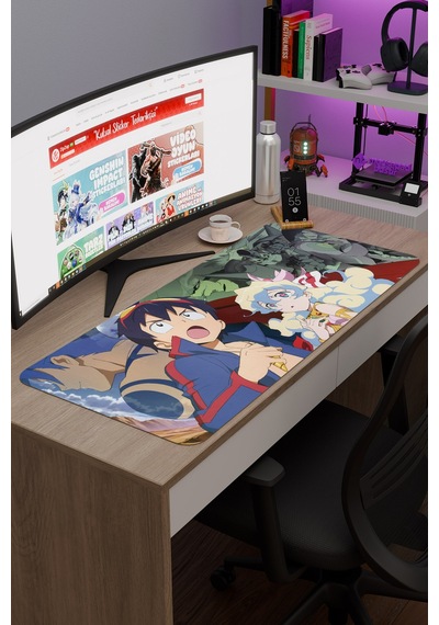 Gurren Lagann Kaymaz Dikişli Kauçuk Oyuncu Mousepad V3 - 90x40 Xxl Gaming Mouse Pad Fare Altlığı