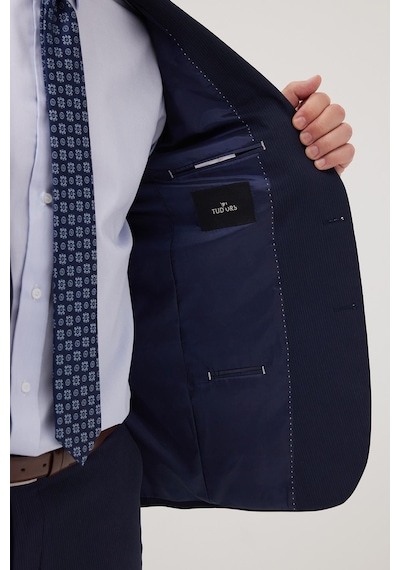 Tudors Erkek Slim Fit Mono Yaka Likralı Esnek Kumaş Lacivert Takım Elbise-41302