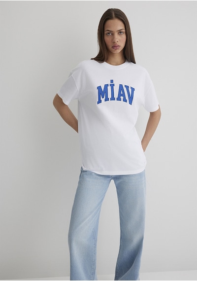 Mavi - Miav Baskılı Beyaz Tişört 1612457-620 Beyaz