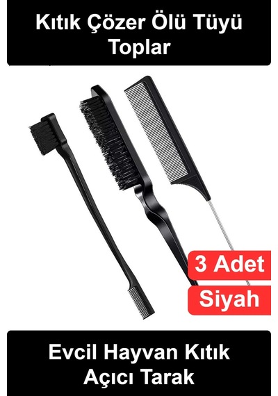 Kıtıkaçıcıtarak Evcil Hayvan Kıtık Açıcı Tarak Seti Kedi Köpek Tüy Bakım Fırçası 3'lü Ölü Toplayıcı