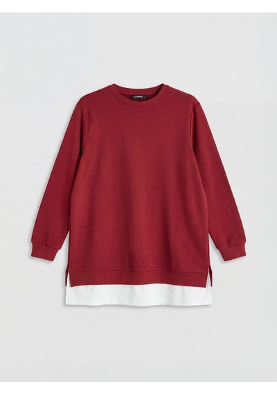 Lc Waikiki Bordo Bisiklet Yaka Kadın Sweatshirt Tunik