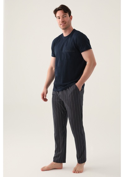 Arnetta Erkek Siyah Pijama Takımı Lacivert