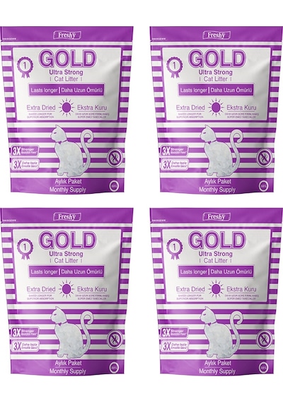 Freshy Gold Ultra Strong Silika Kristal Kedi Kumu 4 x 3800 ML