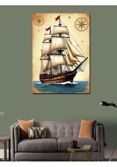 Kanvas Tablo Yelkenli Gemi Yolculuğu 50cmx70cm