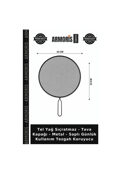Tel Yağ Sıçratmaz - Tava Kapağı - Metal - Saplı Günlük Kullanım Tezgah Koruyucu Çok Renkli