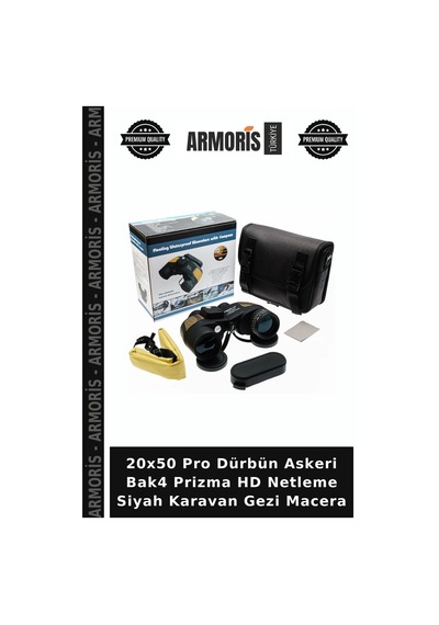 20x50 Pro Dürbün Askeri Bak4 Prizma Hd Netleme Siyah Karavan Gezi Macera