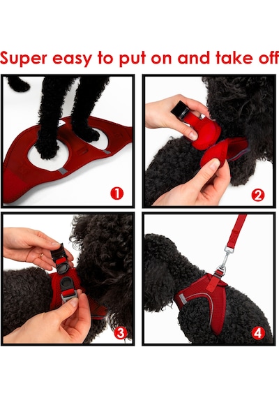 Air-Mesh Küçük ve Orta Irk Kedi Köpek Göğüs Tasması - Yumuşak, Nefes Alabilir, Dayanıklı KIRMIZI 2XS