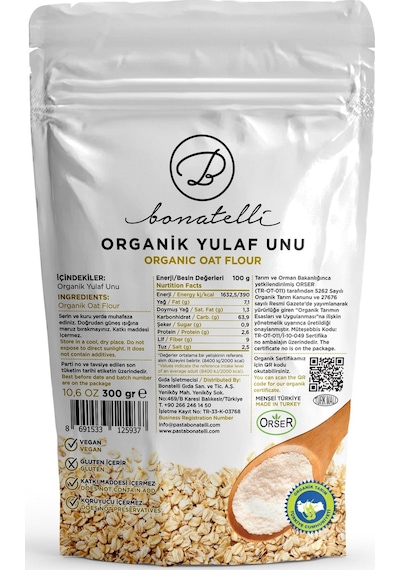 Bonatelli Organik Yulaf Unu 300 G
