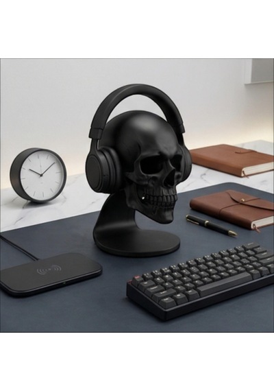 Happy3dworld Kafatası Kulaklık Standı, 3d Baskı Gotik Oda Dekoru