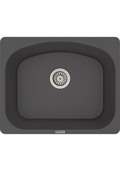 Polex Cristalüx Granit Evye P-OL60 Antrasit Tezgah Altı Ve Tezgah Üstü Kare Mutfak Evyesi 60x49.5 CM
