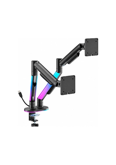Npo Std11924 Everglow 17-35" 24kg Destekli Rgb Profesyonel Gaming Vesa Çift Kol Monitör Tutucu