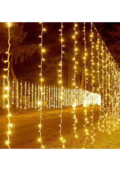 300 Ledli 15 Sarkıt Perde Led Işık-8 Fonksiyon, 3x3 Metre Günışığı Ledli Saçak Ledi Günışığı