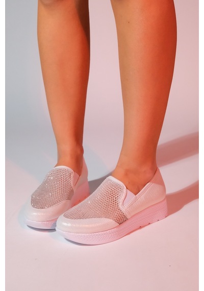 Luvishoes Purcan Sedef Simli Fileli Kalın Tabanlı Kadın Günlük Ayakkabı Sedef
