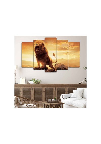 Aslan 5 Parçalı Tablo Görsel - 702503605 Görsel