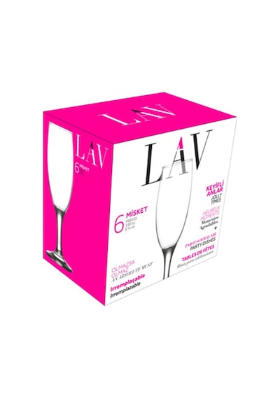 Lav Misket Cam Şampanya Kadehi 6'lı 190 ml Ayaklı (Kahve Yanı Su/Kokteyl Bardağı)