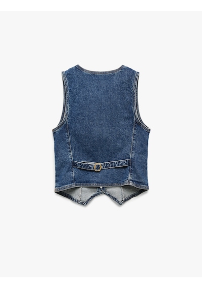 Koton V Yaka Kolsuz Düğmeli Cep Detaylı Denim Yelek Orta İndigo 6wal20002md Indigo Koton V Yaka Kolsuz Düğmeli Cep Detaylı Denim Yelek Orta İndigo 6wal20002md Indigo