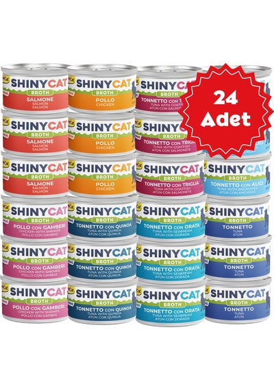 Gimcat Shinycat Broth Sos İçinde Karışık Kedi Konserve Mama 24 x 70 G