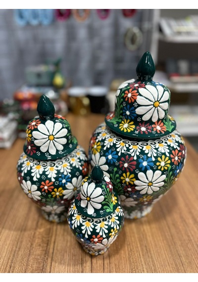 Üçlü Şah Küp Vazo Seti Yeşil