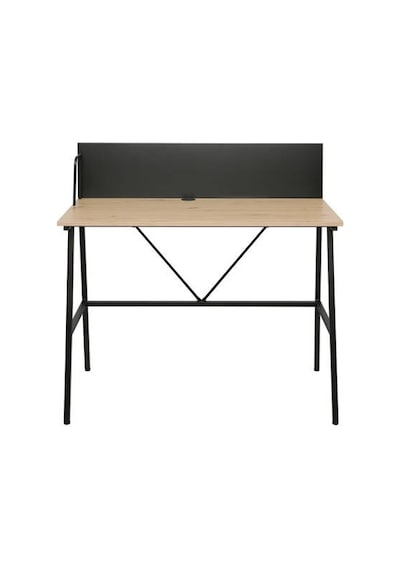 Retro Metal Ayaklı Arkalıklı Çalışma Masası-ceviz/siyah 100x100x54 Cm
