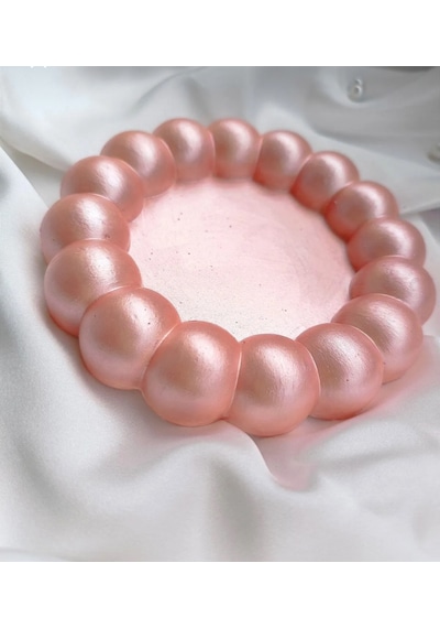Pembe Sedefli Bubble Dekoratif Tabak Sunumluk Takı Tabağı