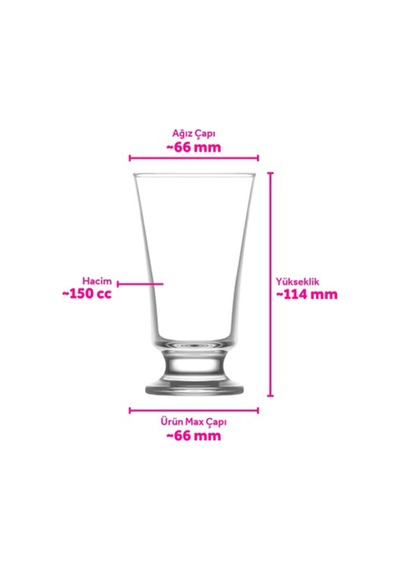 Lav Troya Cam Kahve Yanı Su Bardağı 3'lü 150 ml