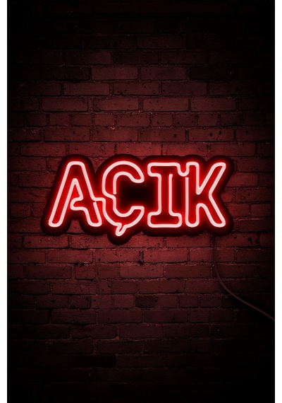 Açık Yazısı Neon Led Dükkan - İşyeri - Kapı Yazısı Kırmızı Kırmızı