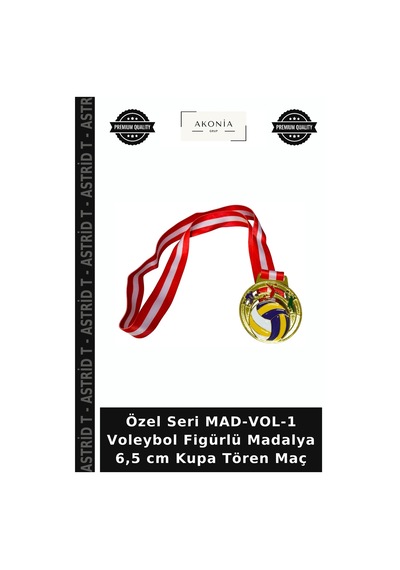 Özel Seri Mad-vol-1 Voleybol Figürlü Madalya 6,5 Cm Kupa Tören Maç Altın