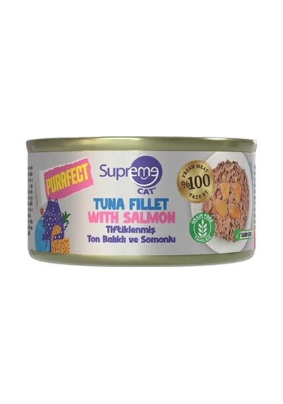 Supreme Cat Purrfect Tiftiklenmiş Ton Balıklı Ve Somonlu Yetişkin Kedi Konservesi 70 Gr