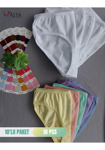 Alya Underwear Kız Çocuk Kalpli Dokuma Lastik Pamuklu Kumaş Slip Külot 5'li Paket 5 Adet Beyaz Multicolor-x18