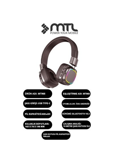 Retro Kablosuz Stereo Suni Deri Kafa Bluetooth Kulaklık Rgb Işık Extra Rahat Gürültü Azaltma Mt965