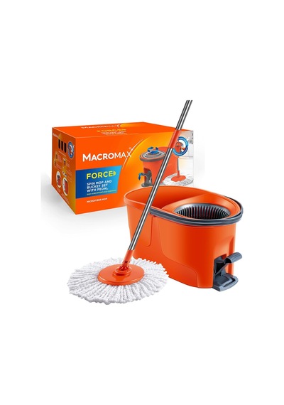 Max Force Pedallı Otomatik Temizlik Seti, Döner Mekanizmalı 360 Başlıklı Mikrofiber Paspas