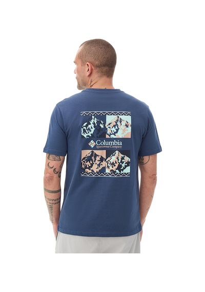 Columbia Repeated Peaks Erkek Mavi Outdoor T-shirt Cs0477-480