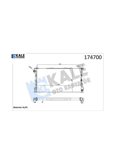 Motor Su Radyatoru Connect 1.8tdcı 75ps 90ps 110ps 02 Klımalı 2 Sıra Al Pl Kale Radyatör 4t168005ga/ 8t168005bb/ 1365996
