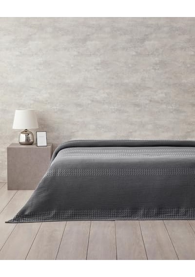 Almina Pamuklu Çift Kişilik Pike Antrasit Açik Gri