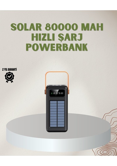 Northcity 80000 Mah Solar Fenerli Powerbank Çoklu Kablolu Taşınabilir Şarj Cihazı - Sonsuz Enerji Açık Gri