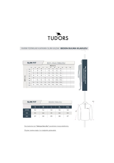 Tudors Erkek Slim Fit Dar Kesim Armürlü Fermuarlı Yeşil Dik Yaka Kazak-31397